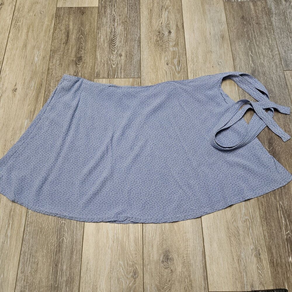 Brandy Melville Genevieve Micro Floral  Wrap Tie Mini Skirt Blue Women's Onesize